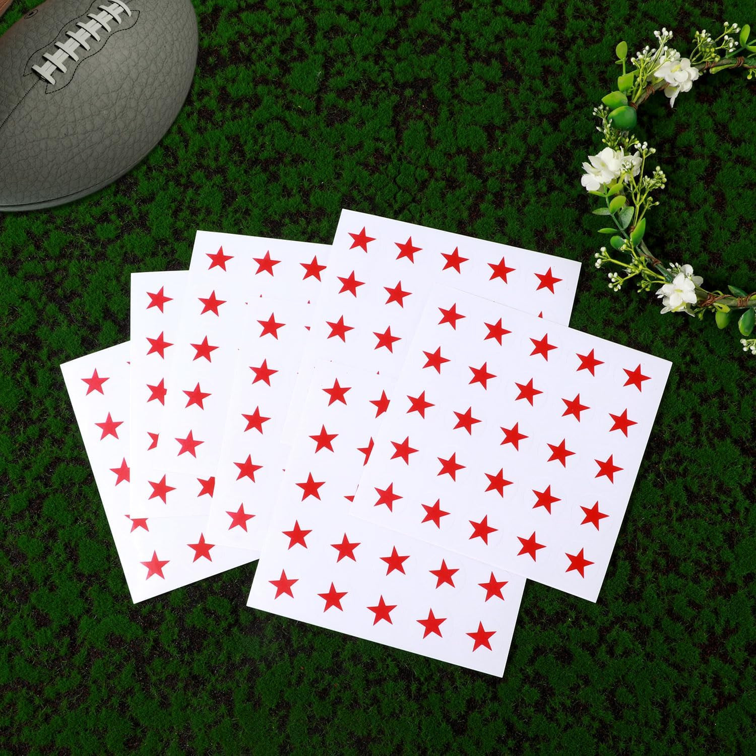 8 Sheets 200Pcs Football Helmet Stickers, Red Star Helmet Stickers Self Adhesive