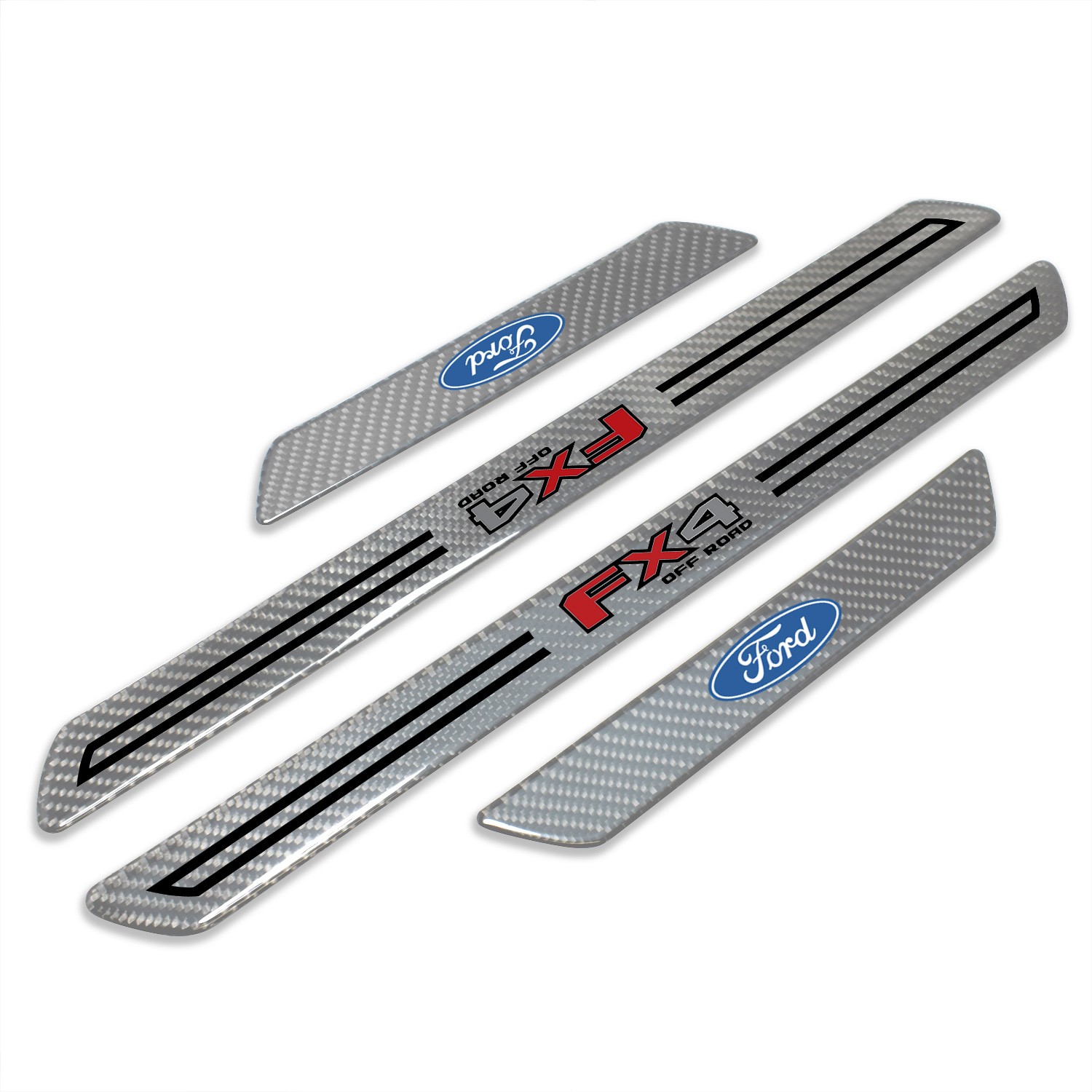 Ford F-150 FX4 Off Road Silver Carbon Fiber Universal Door Sill Kick Plates
