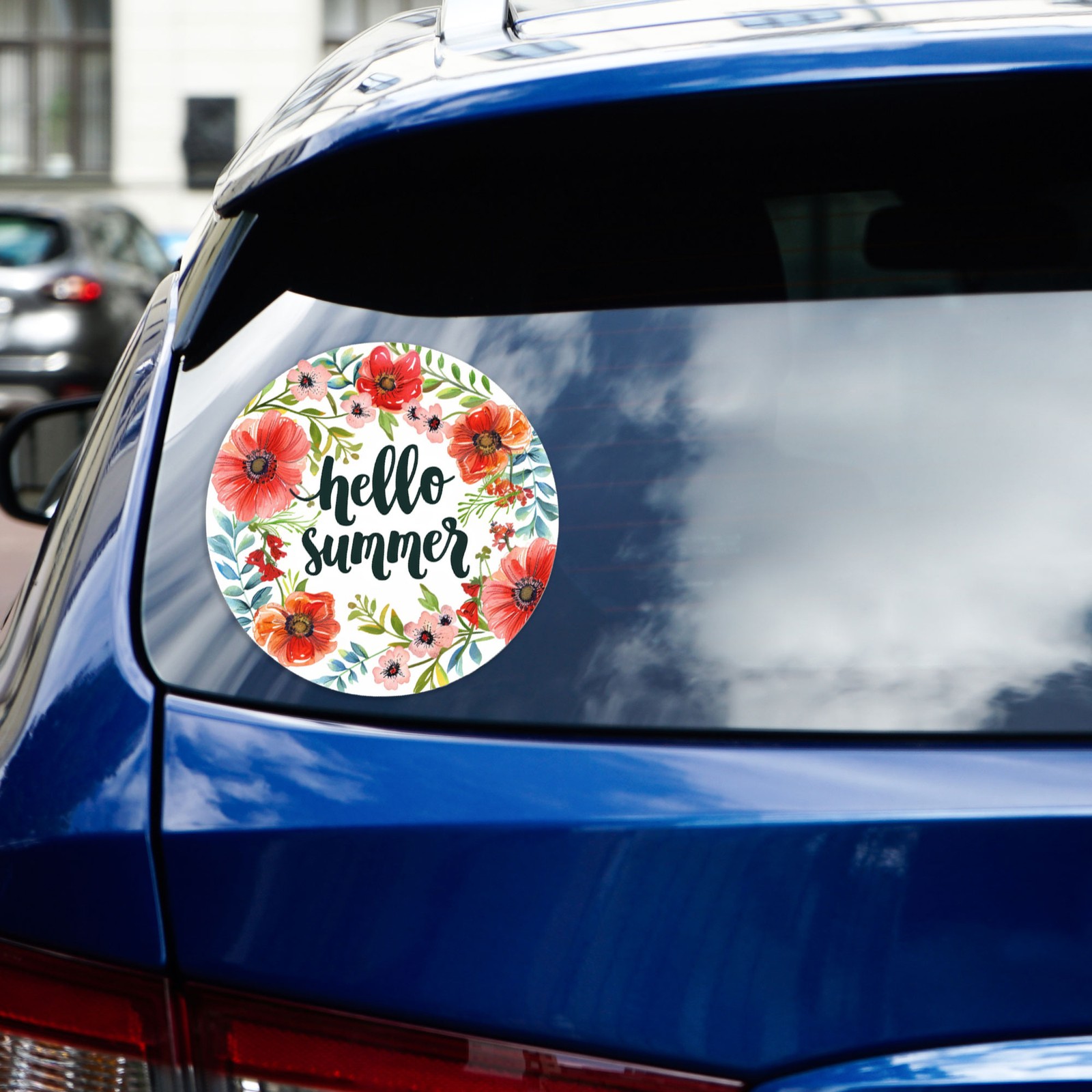Hello Summer Floral Wreath – Vinyl Decal Sticker – Car Window Laptop – #1599