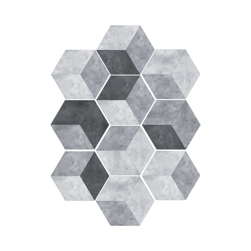 10 Pcs Hexagonal PVC Floor Stickers Self Adhesive Cement Style