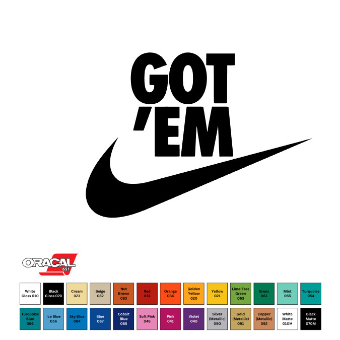 Nike Swoosh Logo Got ‘Em Die-Cut Permanent Vinyl Sticker Decal 3″ CHOOSE COLOR