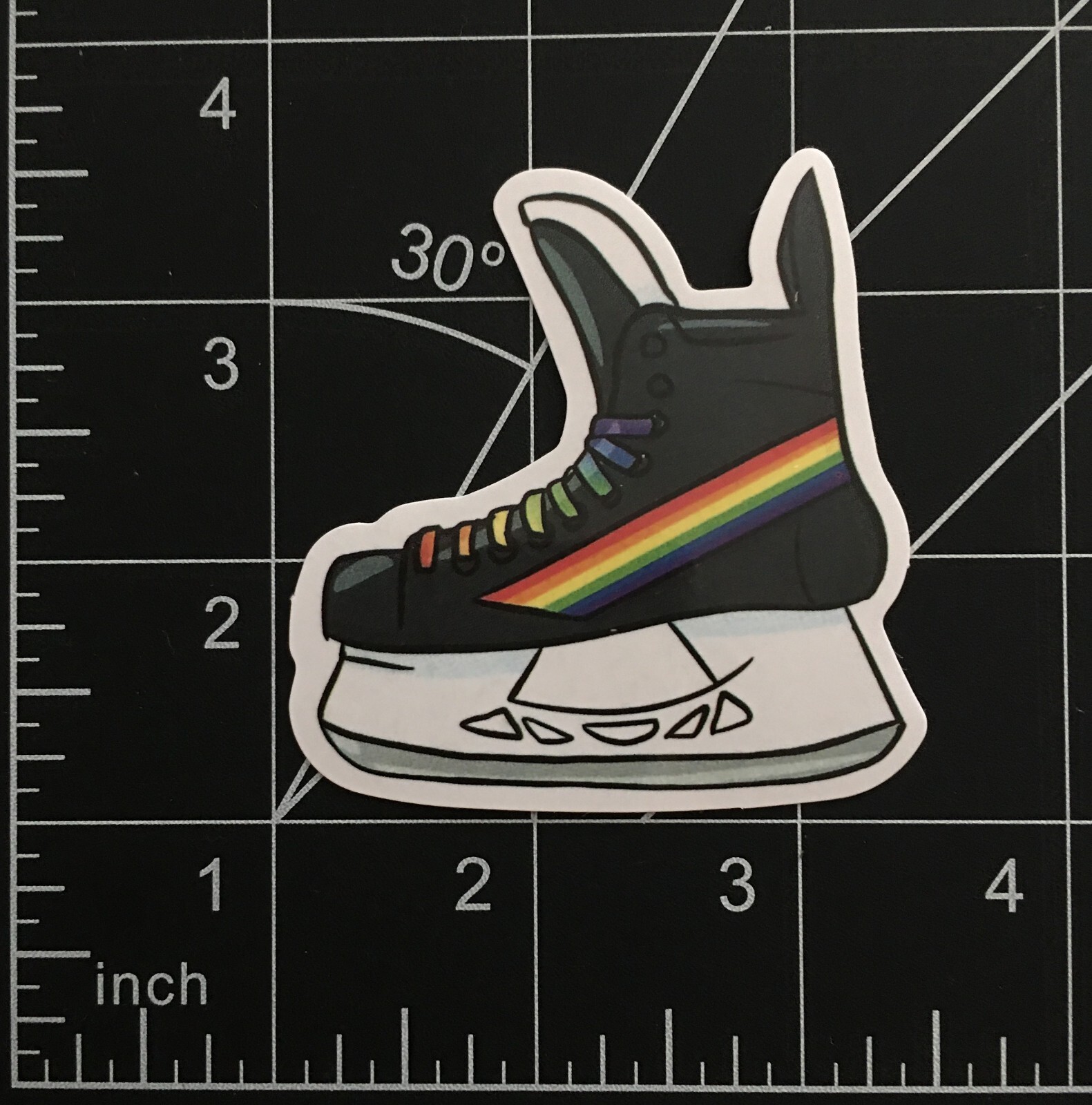 Ice Skate with Rainbow Laces Vinyl Sticker Hockey League Player Equipment Skates