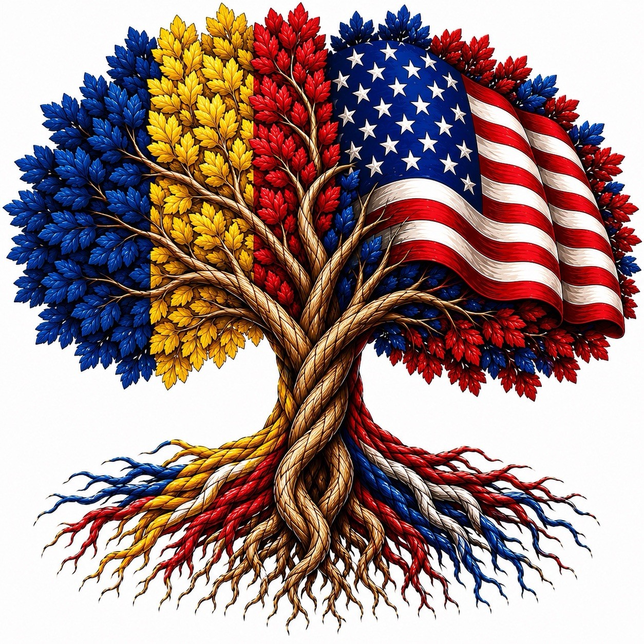 Romania American Heritage Tree 3 Inch UVDTF Decal Hard Hat Sticker Family Roots