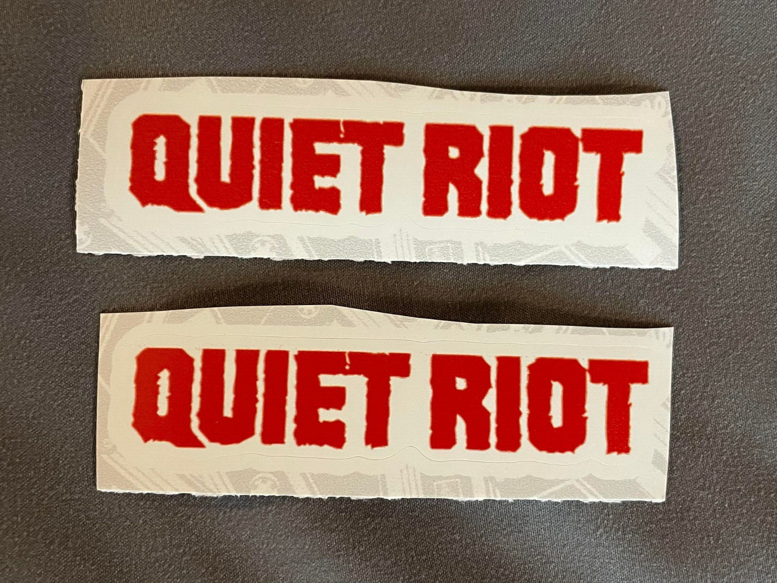 Lot (2) QUIET RIOT 3/4″ x 3 1/4″ Band Logo STICKERS Red FAST! FREE SHIP