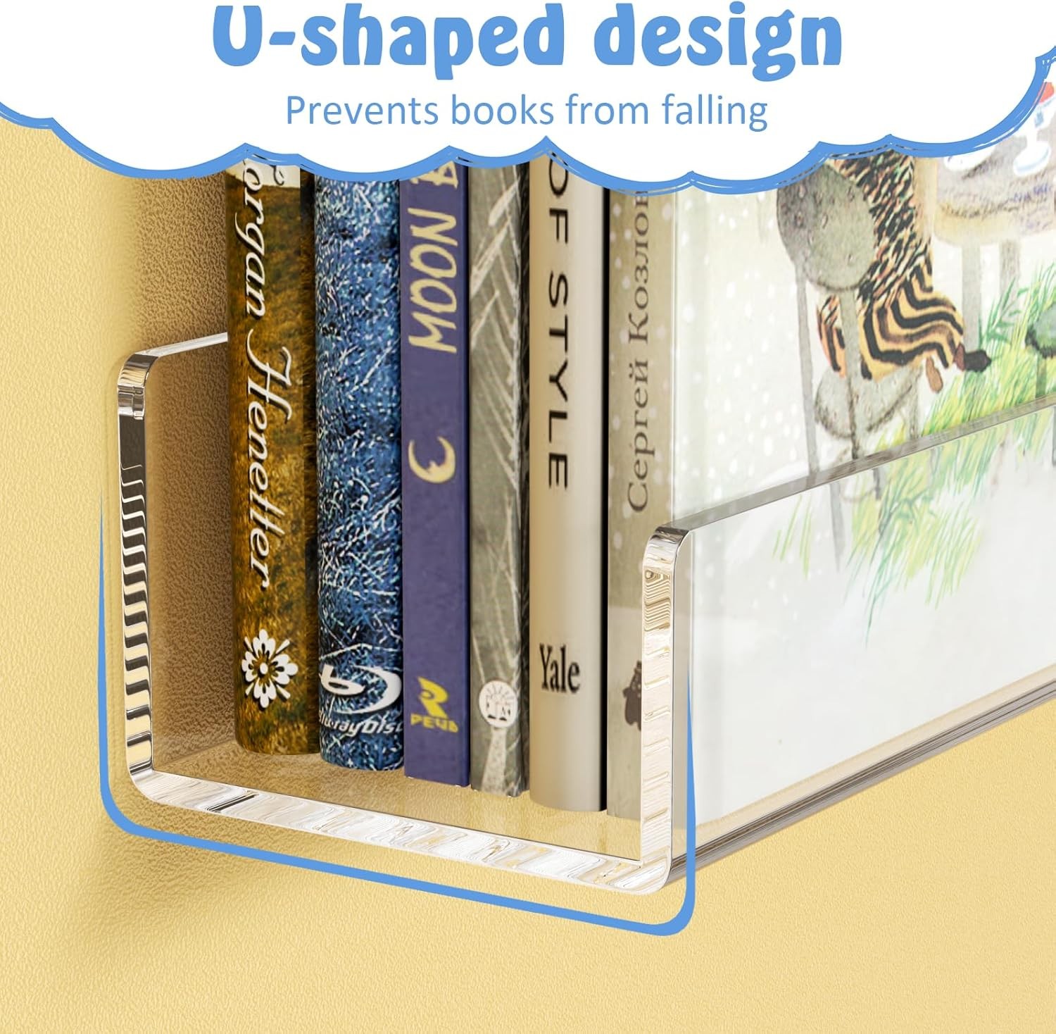 NIUBEE 24-Inch Acrylic Kids Floating Bookshelves, 2-Pack, Wall Mounted #R032