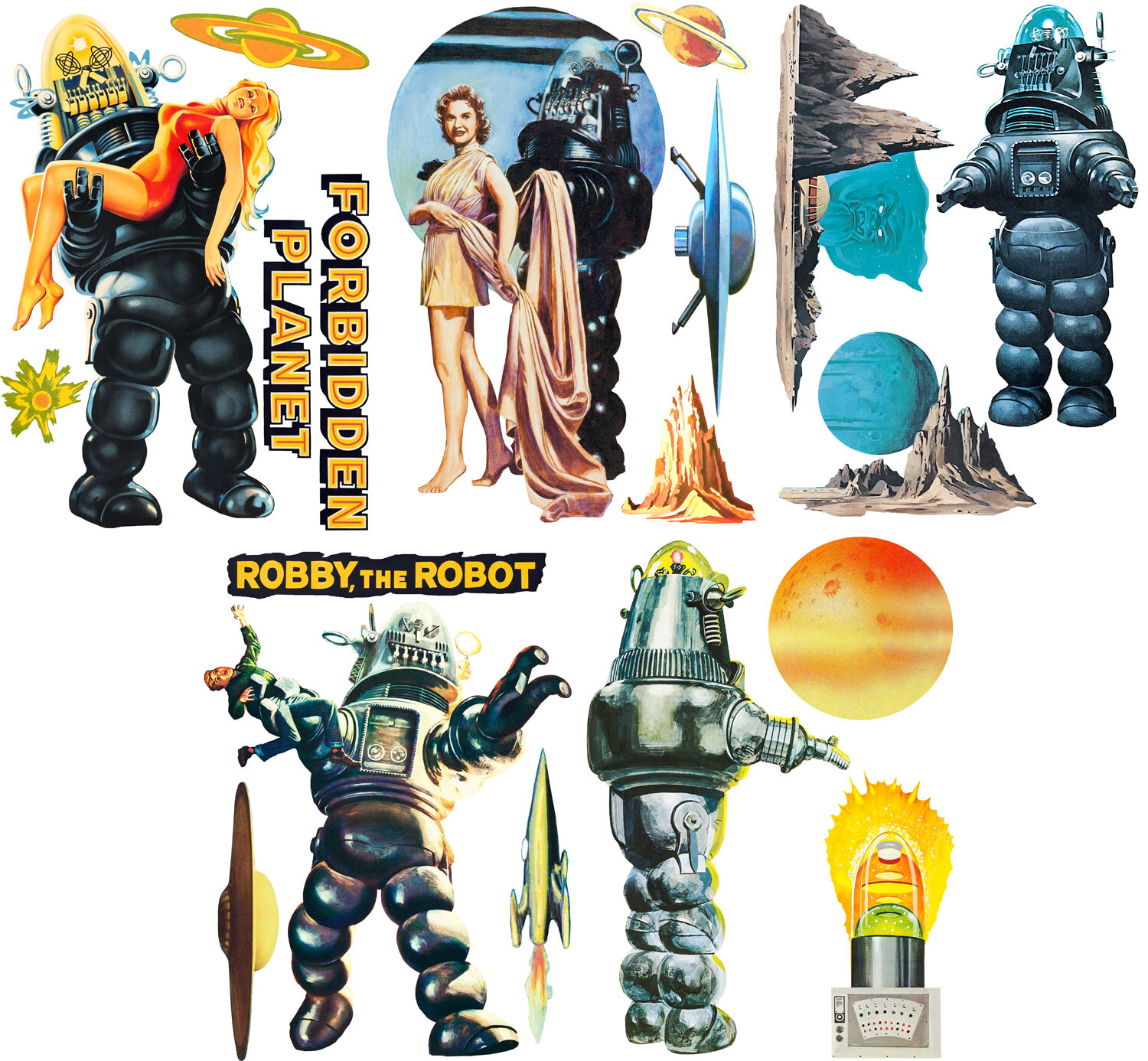 Vinyl Wall Stickers/VINTAGE GIANT SCI-FI ROBOTS/Waterproof, Outdoor, Wall-Safe