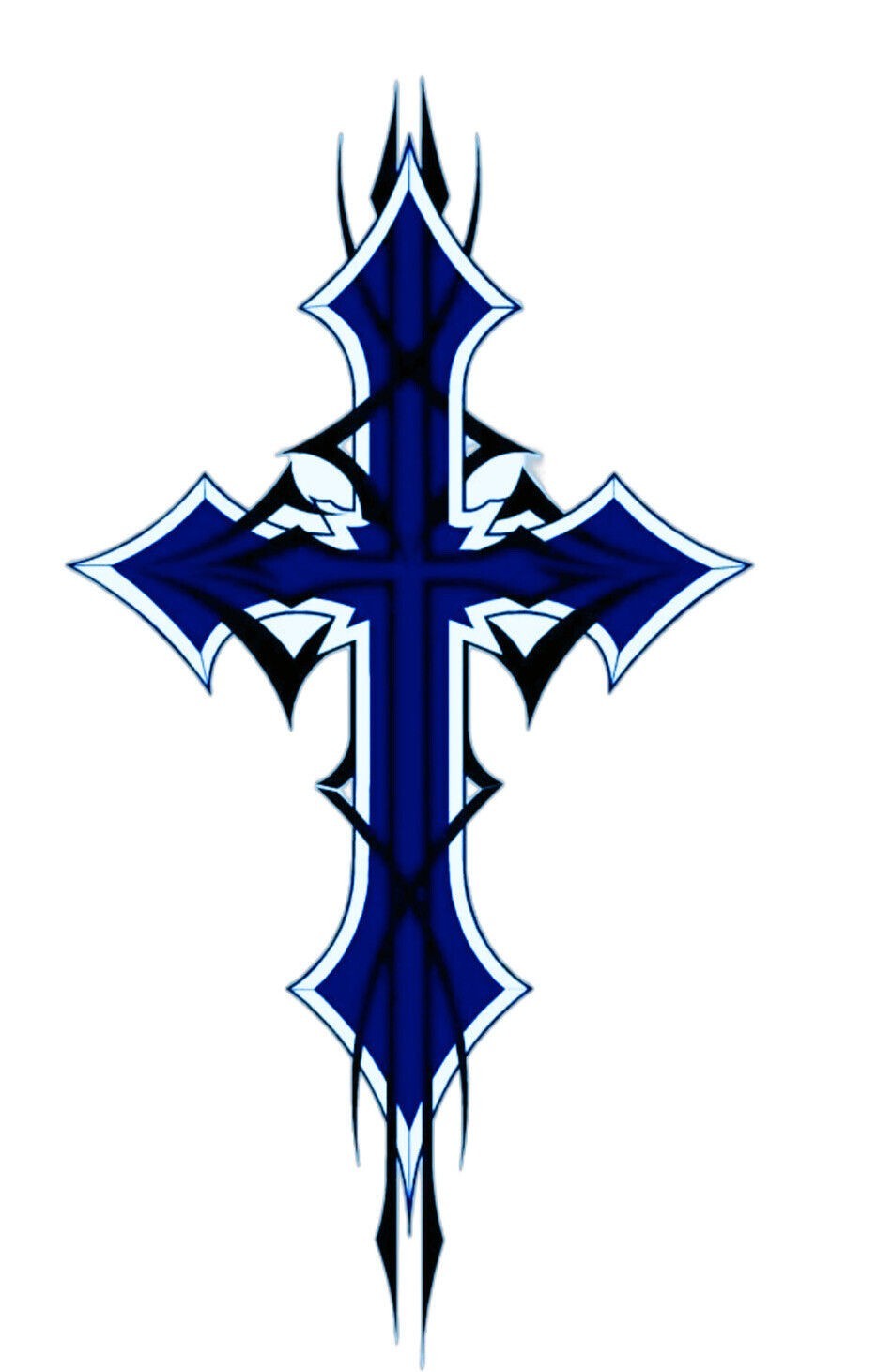 Dark Blue Cross Gothic 3″ Sticker Label Card Gift Craft Journal Scrapbook