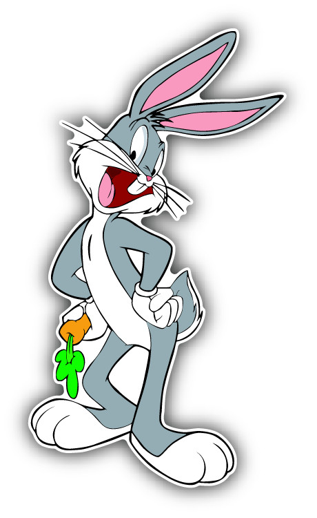 Bugs Bunny Cartoon Carrot Happy Car Bumper Sticker Decal 3» x 5»