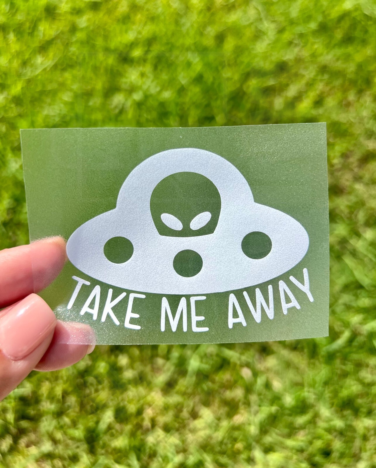 Take Me Away Alien Space Ship Funny Car Planner Tumbler Decal Sticker