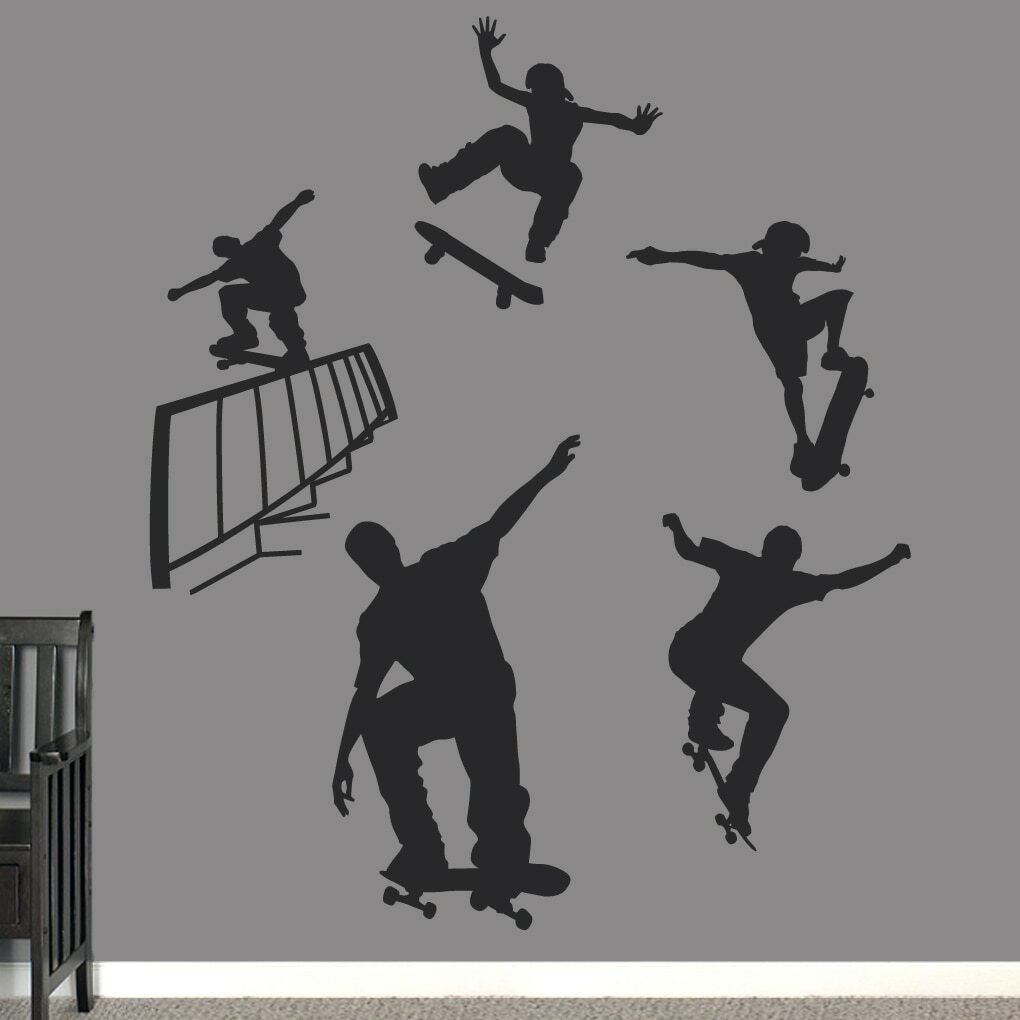Skateboarding all Decal Set – Sports, Teens, Kids, Bedroom, Wall Art, Sticker