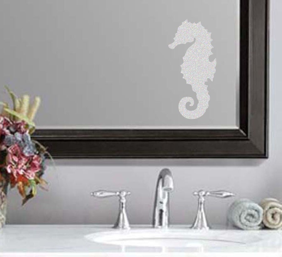 Seahorse Frosted Etched Glass Vinyl Sticker Decal 3″-5″h Beach Summer Fish