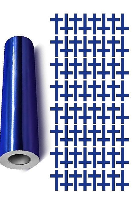 Cross Stickers Chrome Blue 1″ Religious Envelope Seals Church DC31