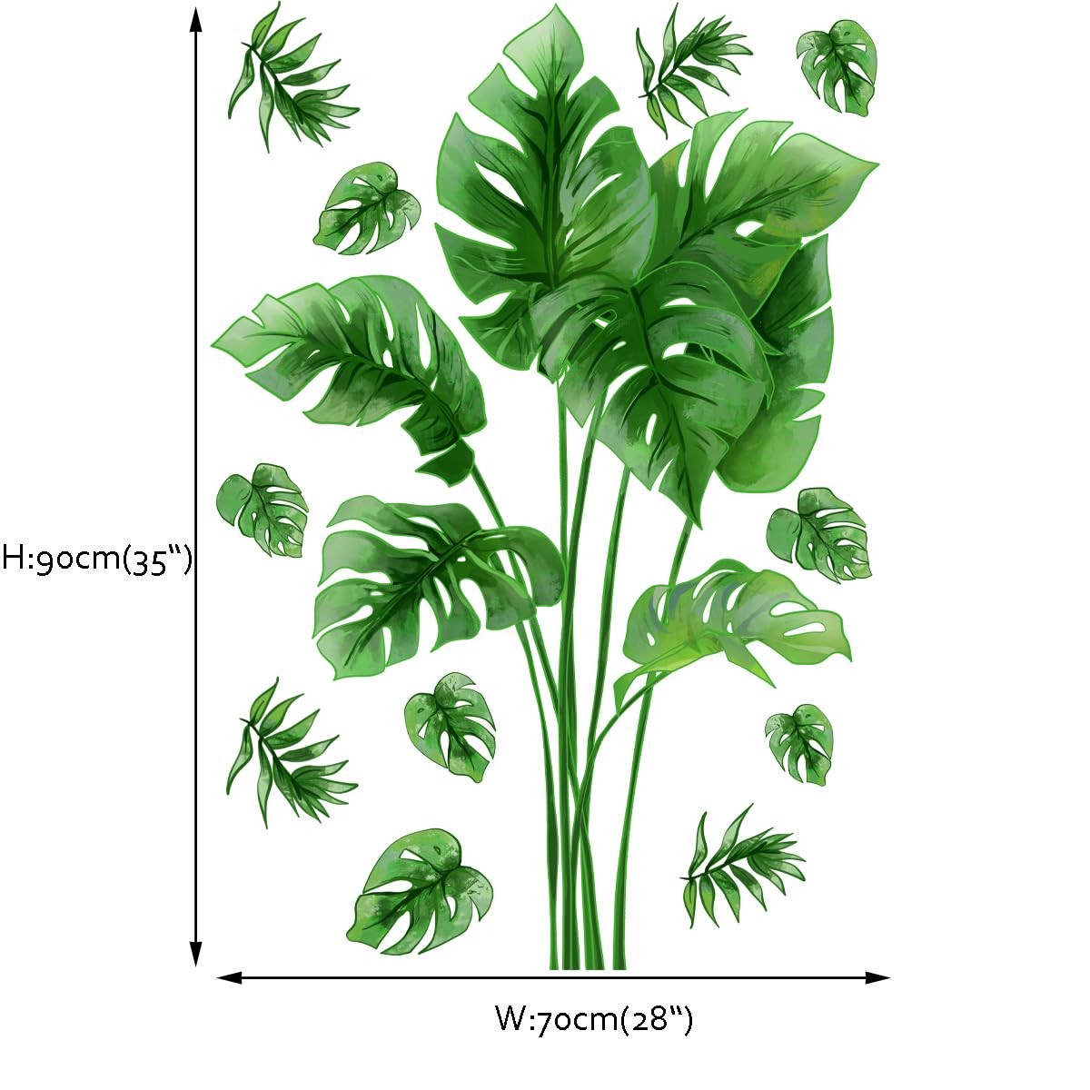 Palm Leaf Wall Decal Green Tropical Monstera Plant Leaves Wall Stickers Livin…