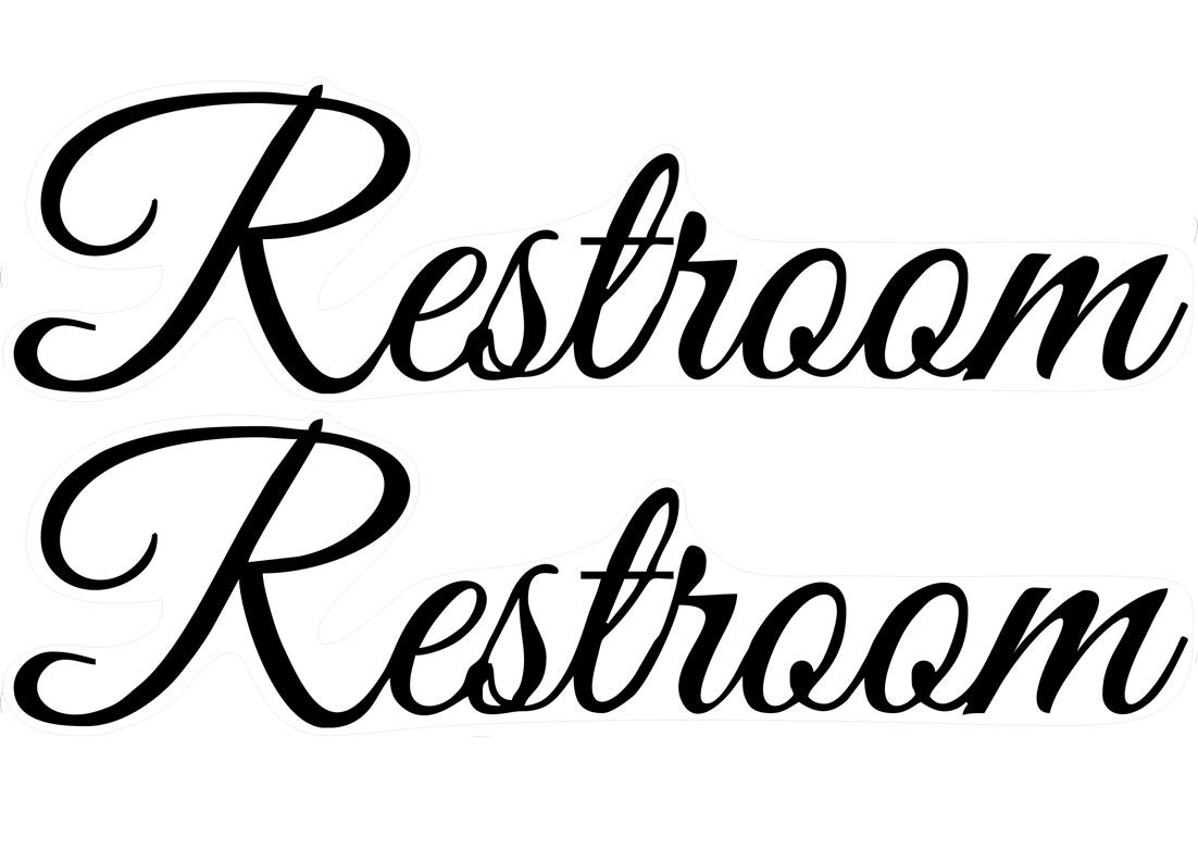 Printed On Clear Adhesive Vinyl, No Background – Restroom – UV Resistant, Wat…