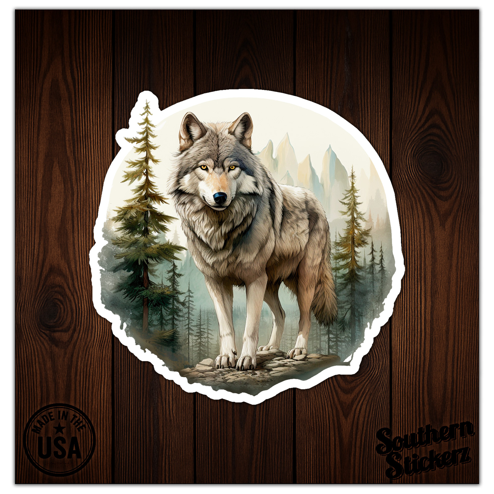 Grey Wolf Forest – Vinyl Decal Sticker – Car Window Laptop – ebn12094