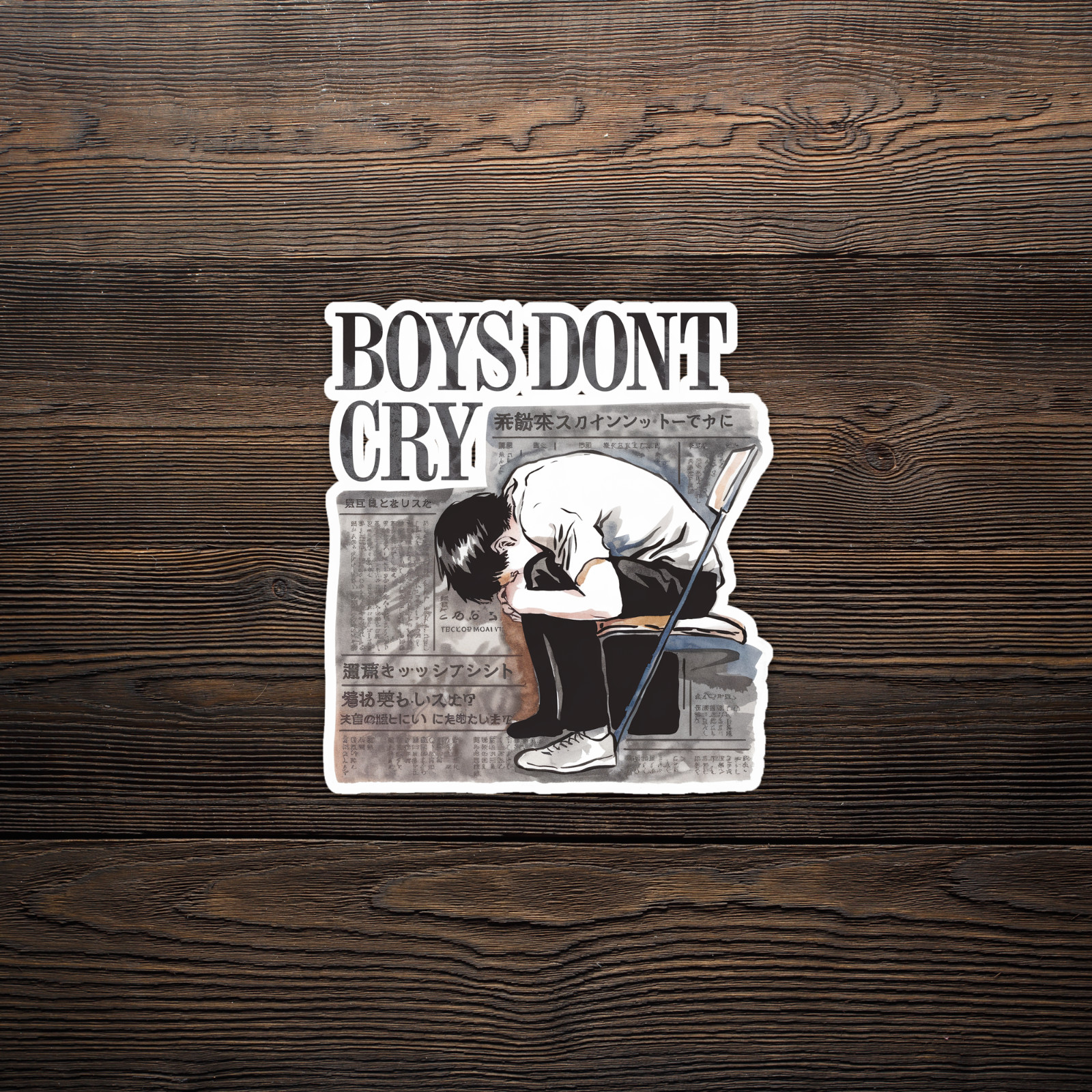 Boys Don’t Cry Anime Art Print – Sad Boy Otaku Aesthetic Wall Decor sticker #806