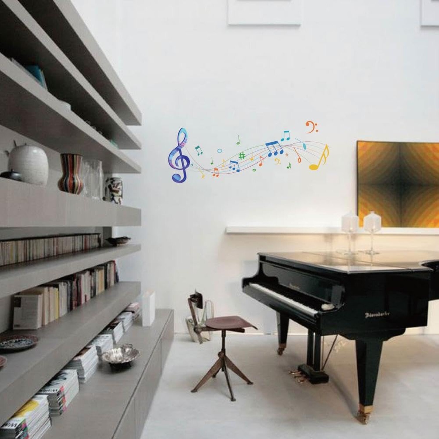SUPERDANT Wall Stickers Music Wall Decals Watercolor Self Adhesive Music Note…