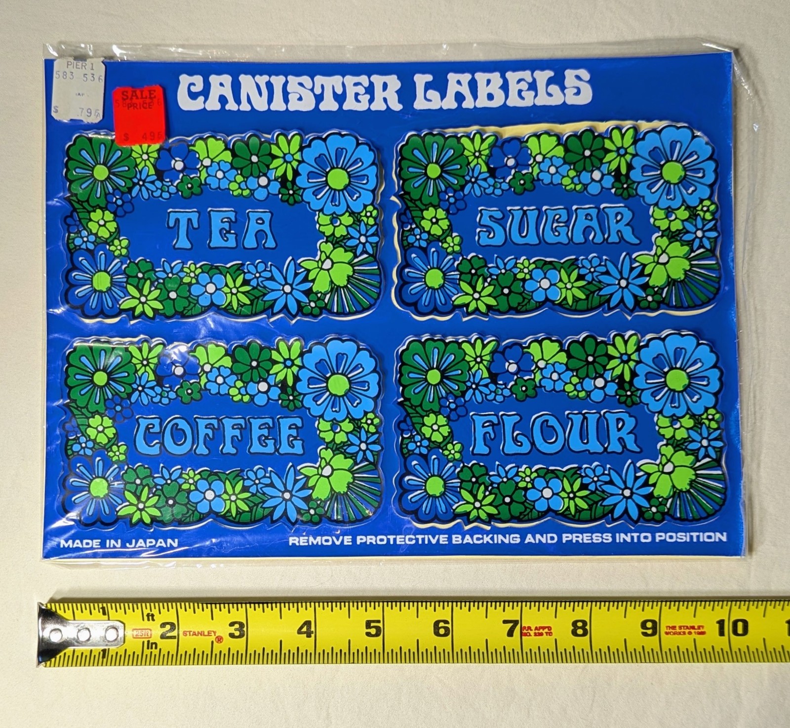Sealed Groovy Psychedelic 70s Flower Power VINTAGE KITCHEN PANTRY CANISTER LABEL