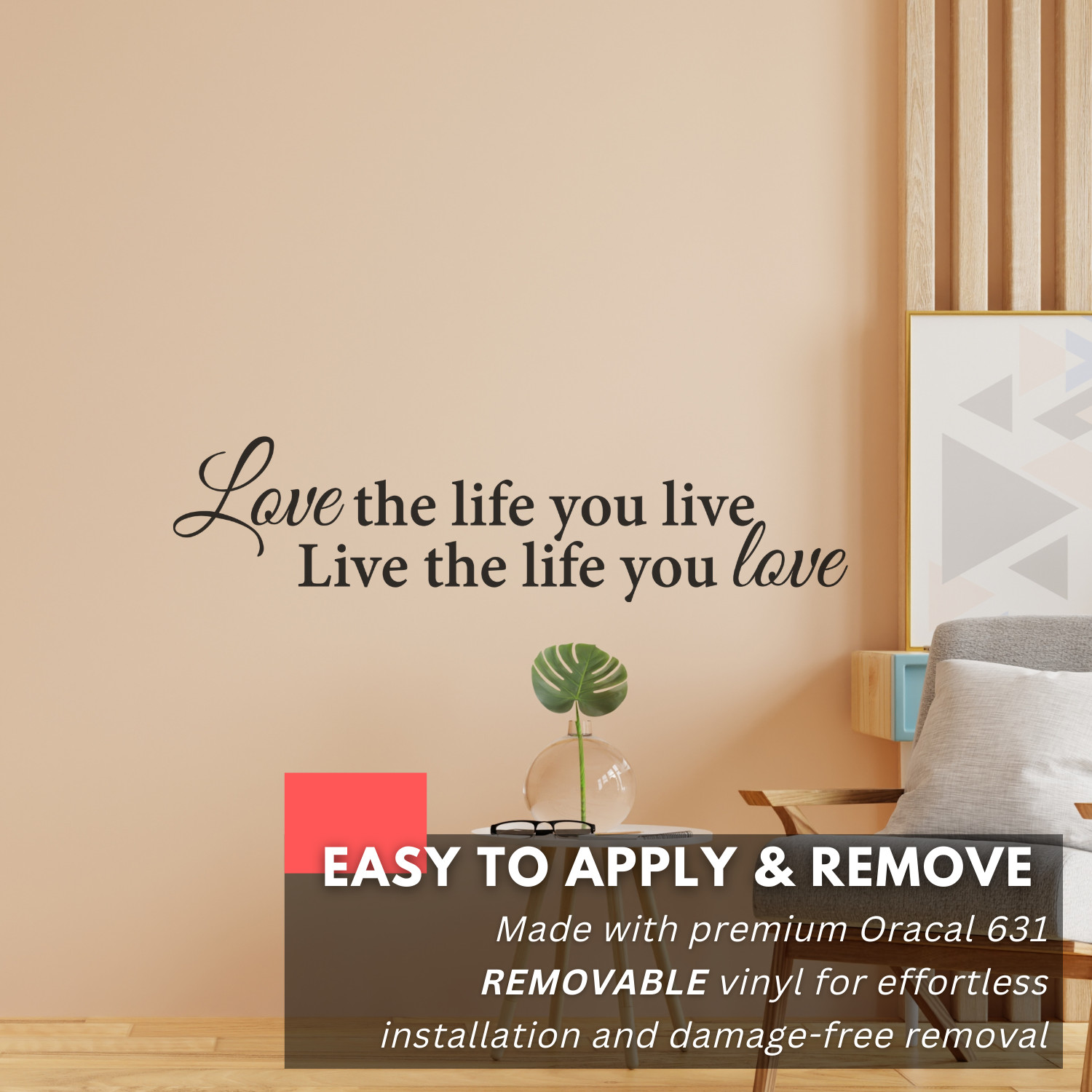 Love the Life You Live Inspirational Wall Decal Sticker Quote Vinyl Art Decor