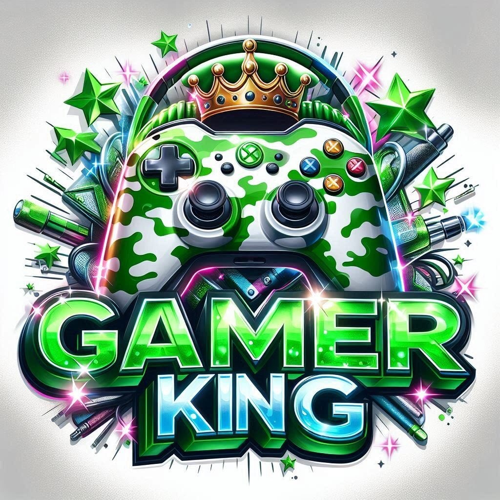Green Gamer king Sticker Decal Laptop Wall Mirror Cup Tumblr Locker