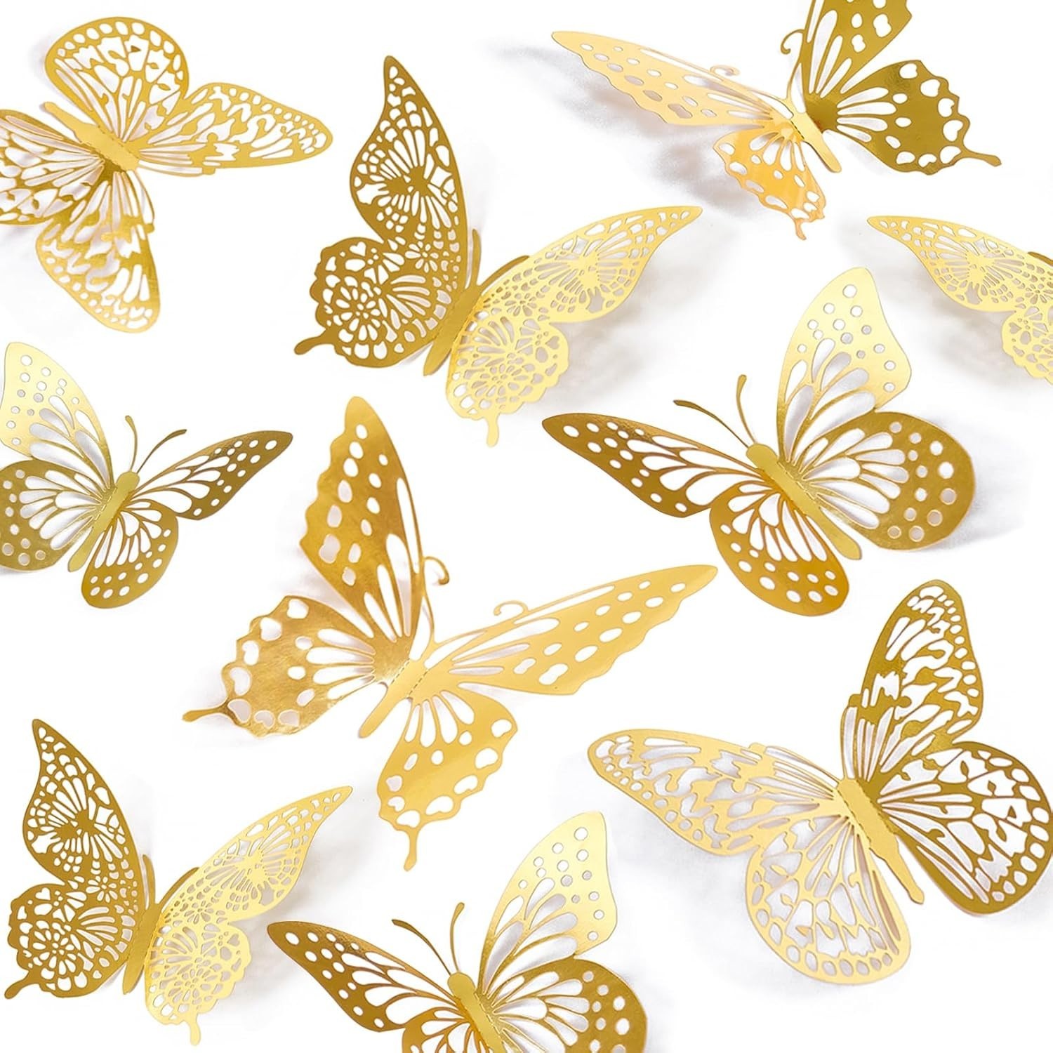 48Pc 3D Gold Butterfly Wall Decor Removable Stickers Birthday Party Decoration