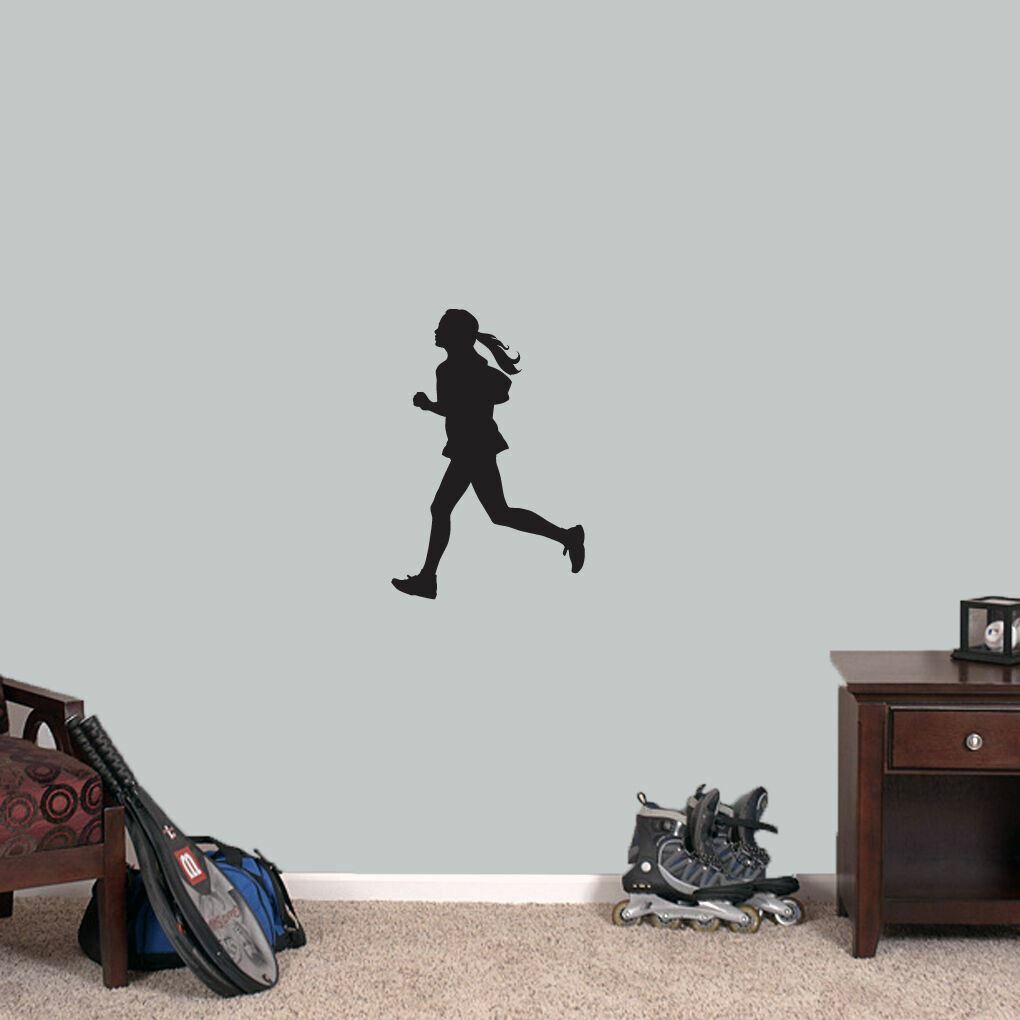 Girl Running Wall Decal – Sports, Running, Kids, Teens, School, Locker Room, Art