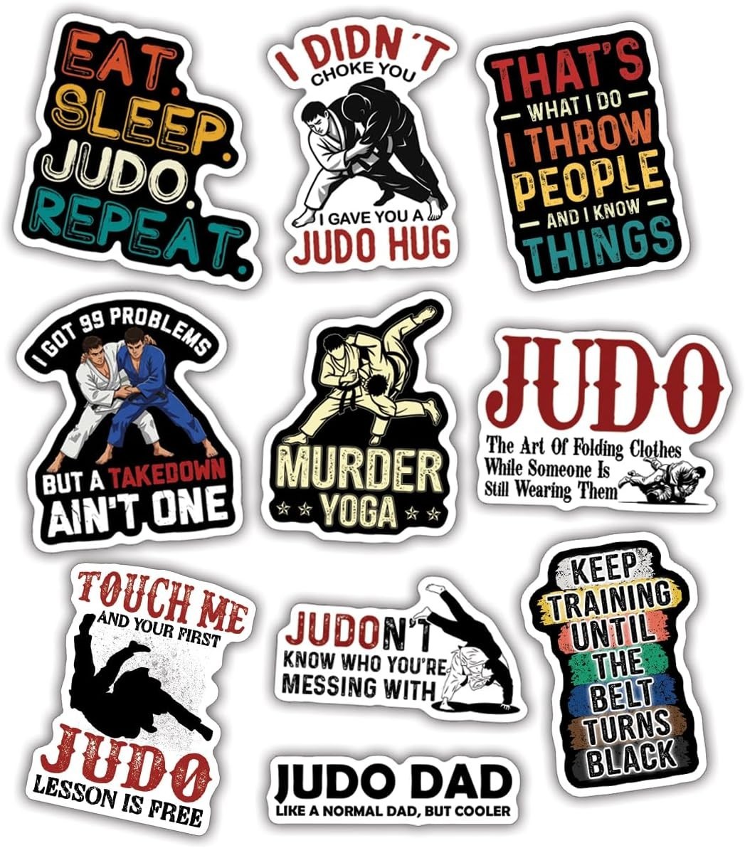 10pcs Judo Sticker Sheet, Martial Arts Joke & Training Decal for Judoka Judo Dad