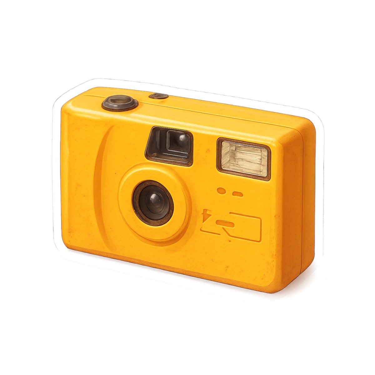 Sticker Yellow Disposable Camera Retro Art 2×2 3×3 4×4 6×6
