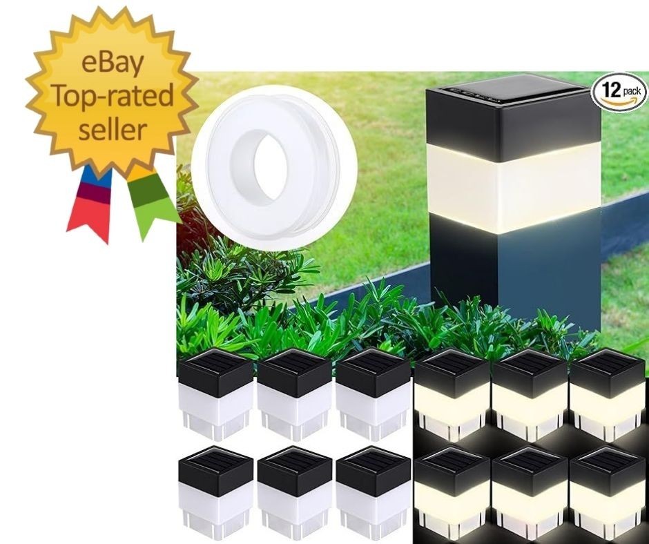 12 Pack Solar Fence Post Cap Lights 2In X 2In Solar Post Cap Fence Lights for Ga