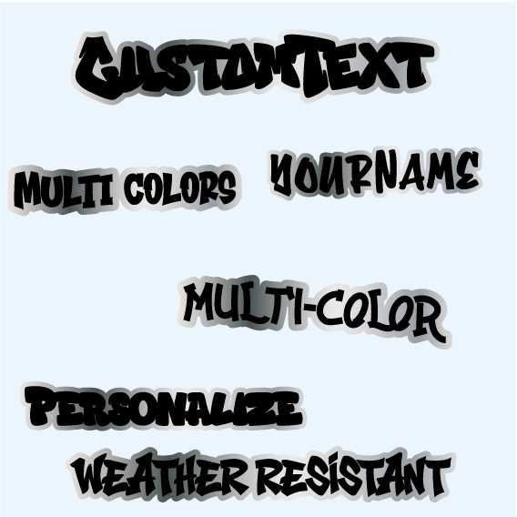 CUSTOM TEXT Engraved BRUSHED SILVER Emblem Car badge GRAFFITI Text Name Logo