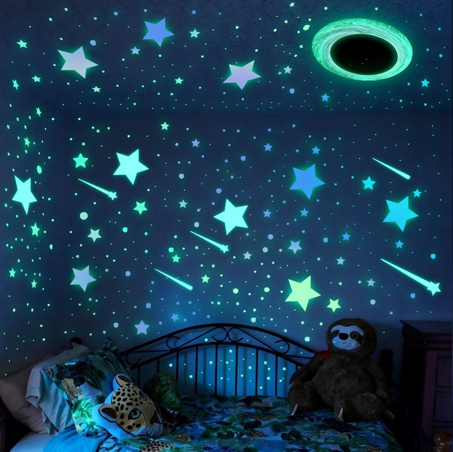 Glow in the Dark Stars Ceiling Wall Stickers Vinyl Decals Green Purple Galaxy