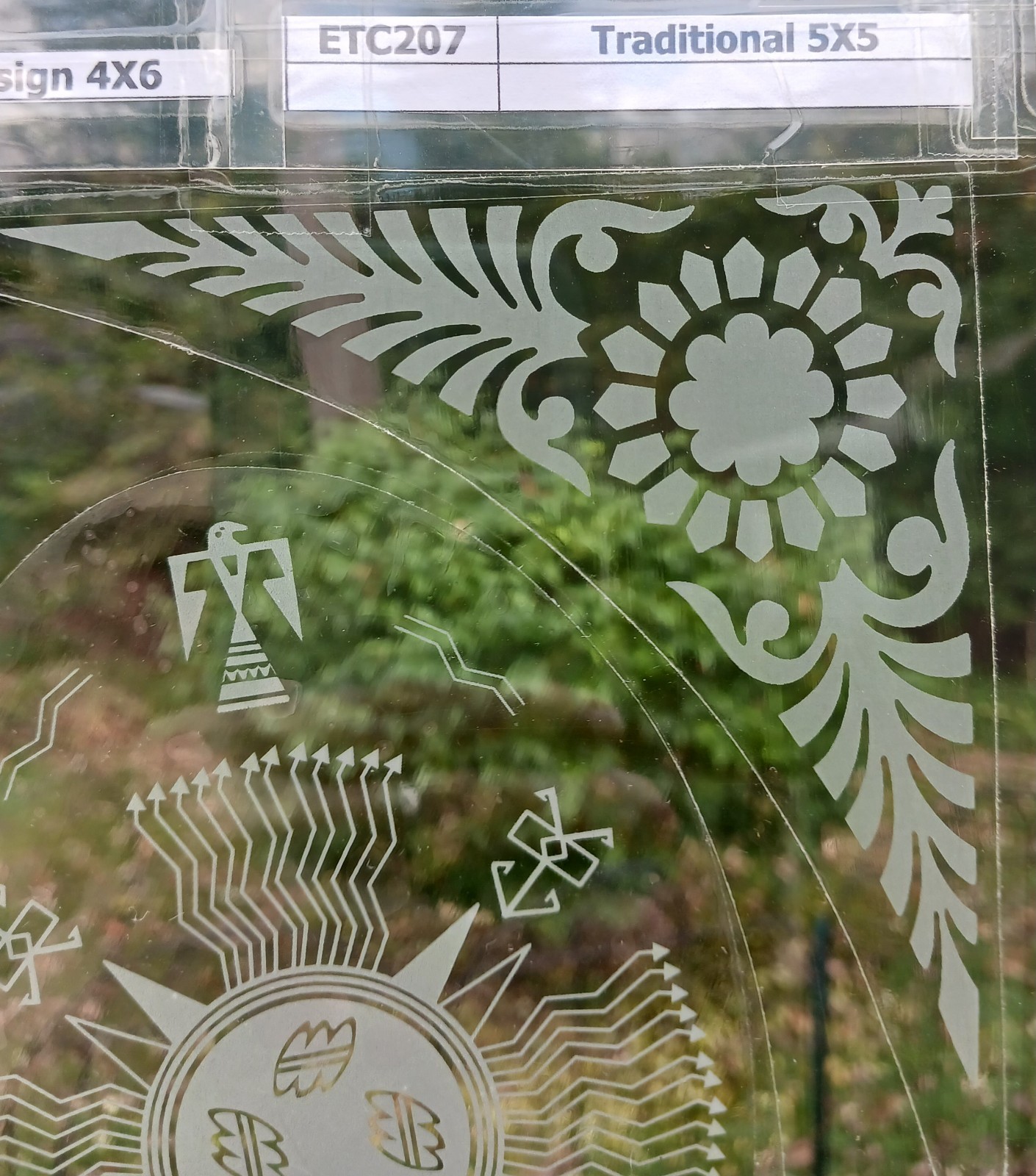 TRADITIONAL Etched (Clear Back) Look Cling 5″X5″ Corners Removable& Reusable 207