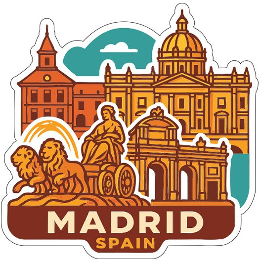 Madrid Spain Sticker Decal Vinyl Die-Cut City Skyline Landmark Design