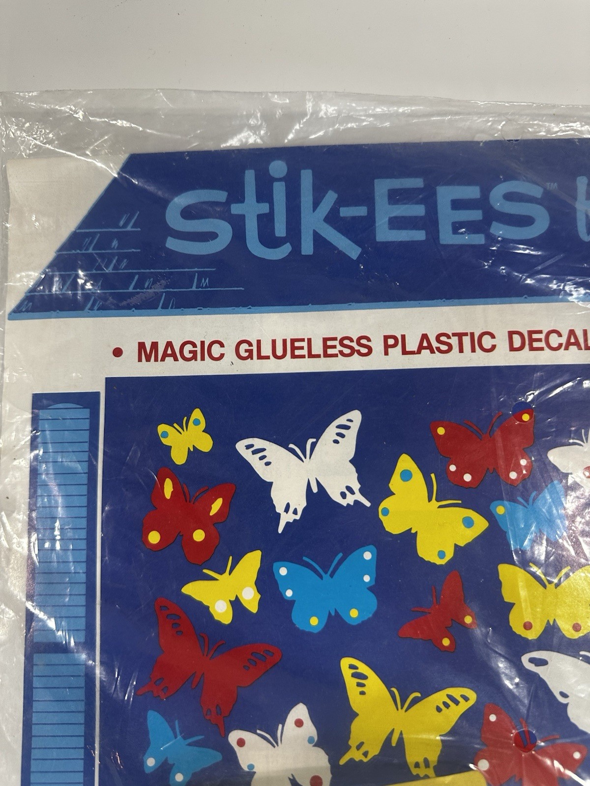 Vintage Stik-ees Creative Fun Magic Plastic Decals Code S Butterflies