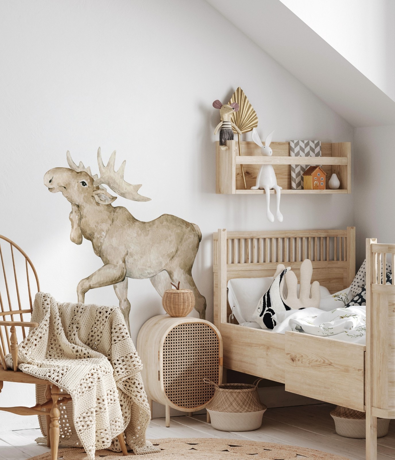 36″ Moose Woodland Animal Wall Decal Peel & Stick Forest Nursery Wall Decor