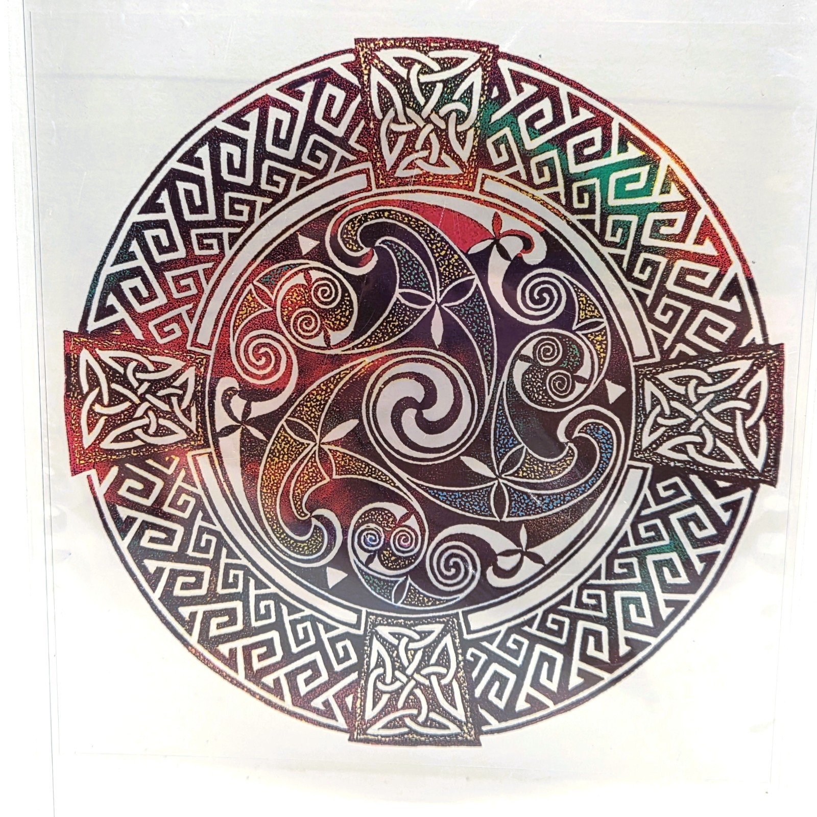 Icon Art Celtic Peace Be In Thy Home Stained Glass Transfer Cling Sticker UK New