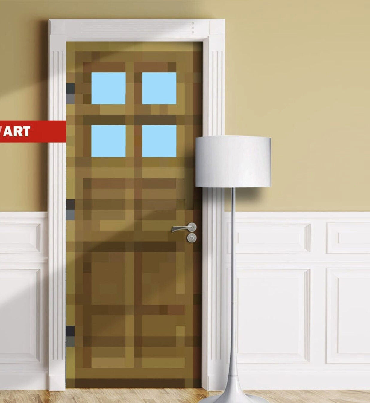Pixel Door Mural, Gamer Sticker Cover, Children’s Room Decor, 1 piece, Laminated