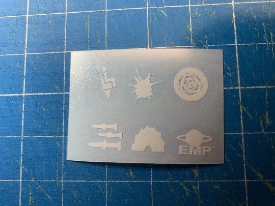 Set of 6 Blank Button Vinyl Decals- 1 Each of Ejection Seat, Oil Slick, etc.