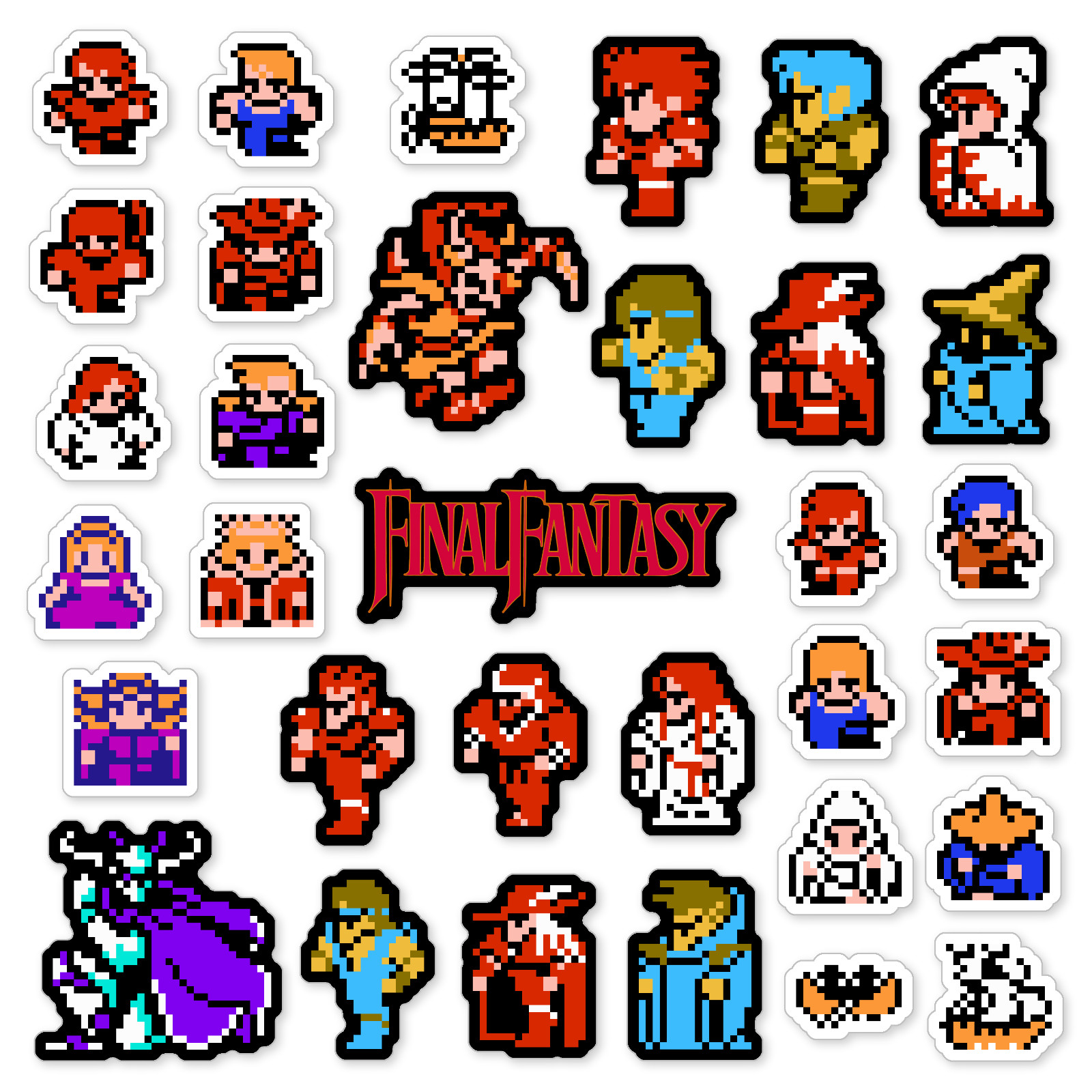 Final Fantasy 1 Stickers Nintendo NES Pixel Art 33 Sticker Pack