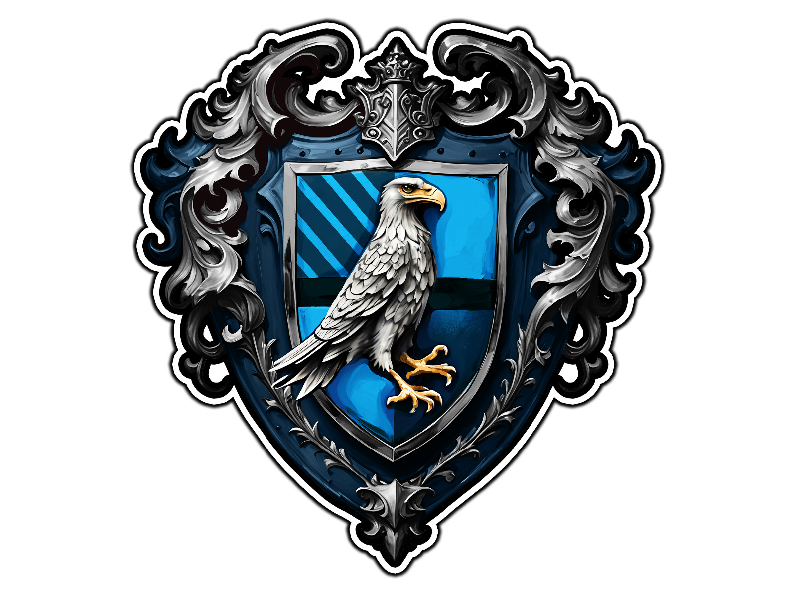 #302 Ravenclaw House Crest Fancy Logo Waterproof Vinyl Sticker Decal Die-Cut