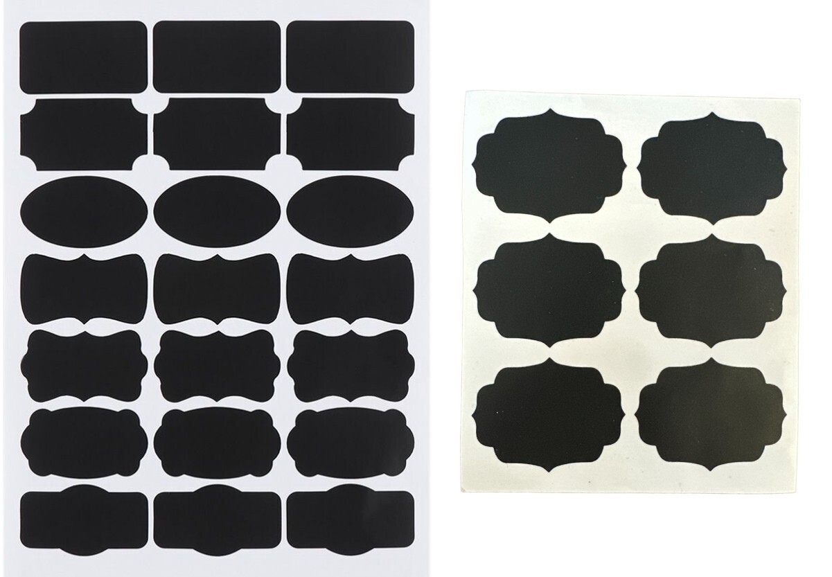 Chalkboard Labels 3.5″×2″ Pack of 96 Stickers – Different Shapes
