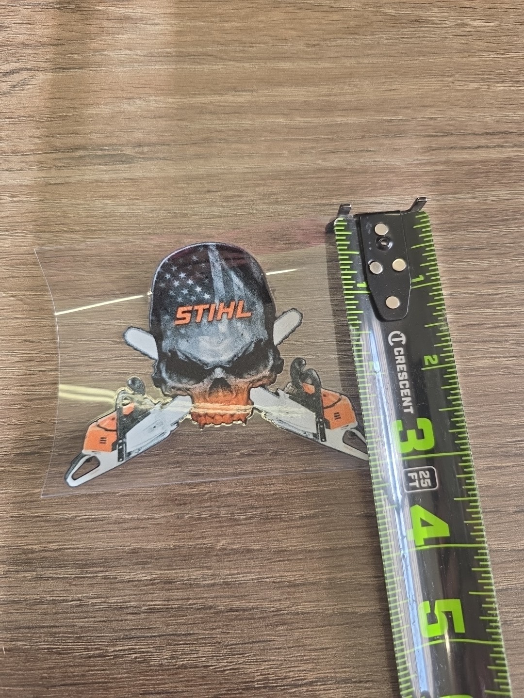 Chainsaw Logger Skull Arborist Cross Bones UVDTF Decal Made In USA Waterproof