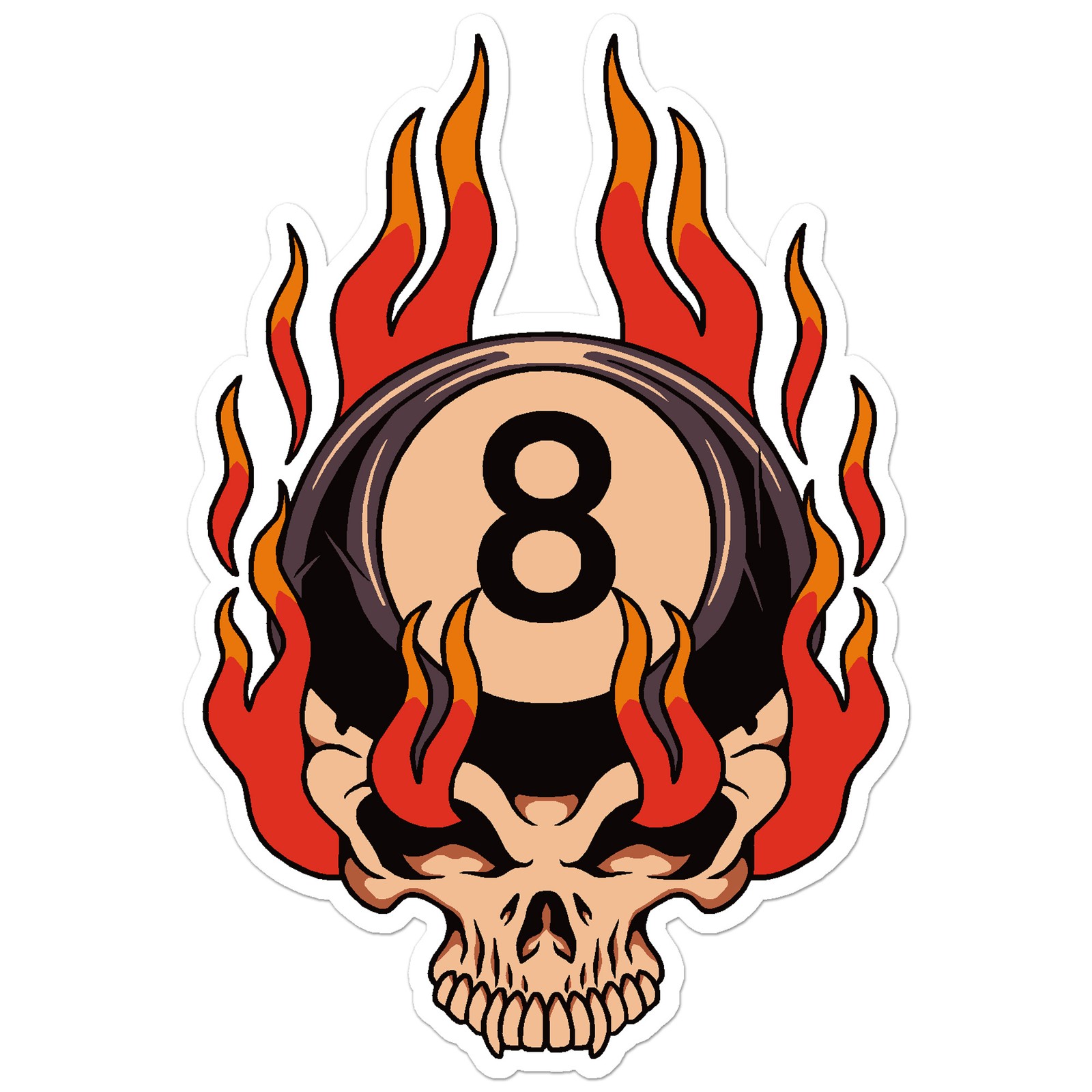 Flames 8 Ball Pool Skull – Vinyl Decal Sticker – Car Window Laptop – ebn11117