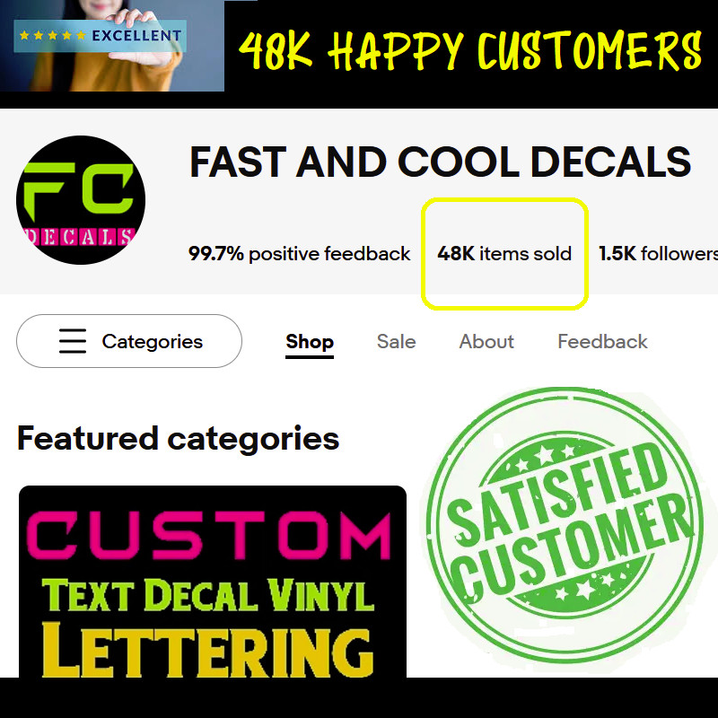 Custom Text Vinyl Lettering Sticker Decal Personalized ANY TEXT – ANY NAME [A11
