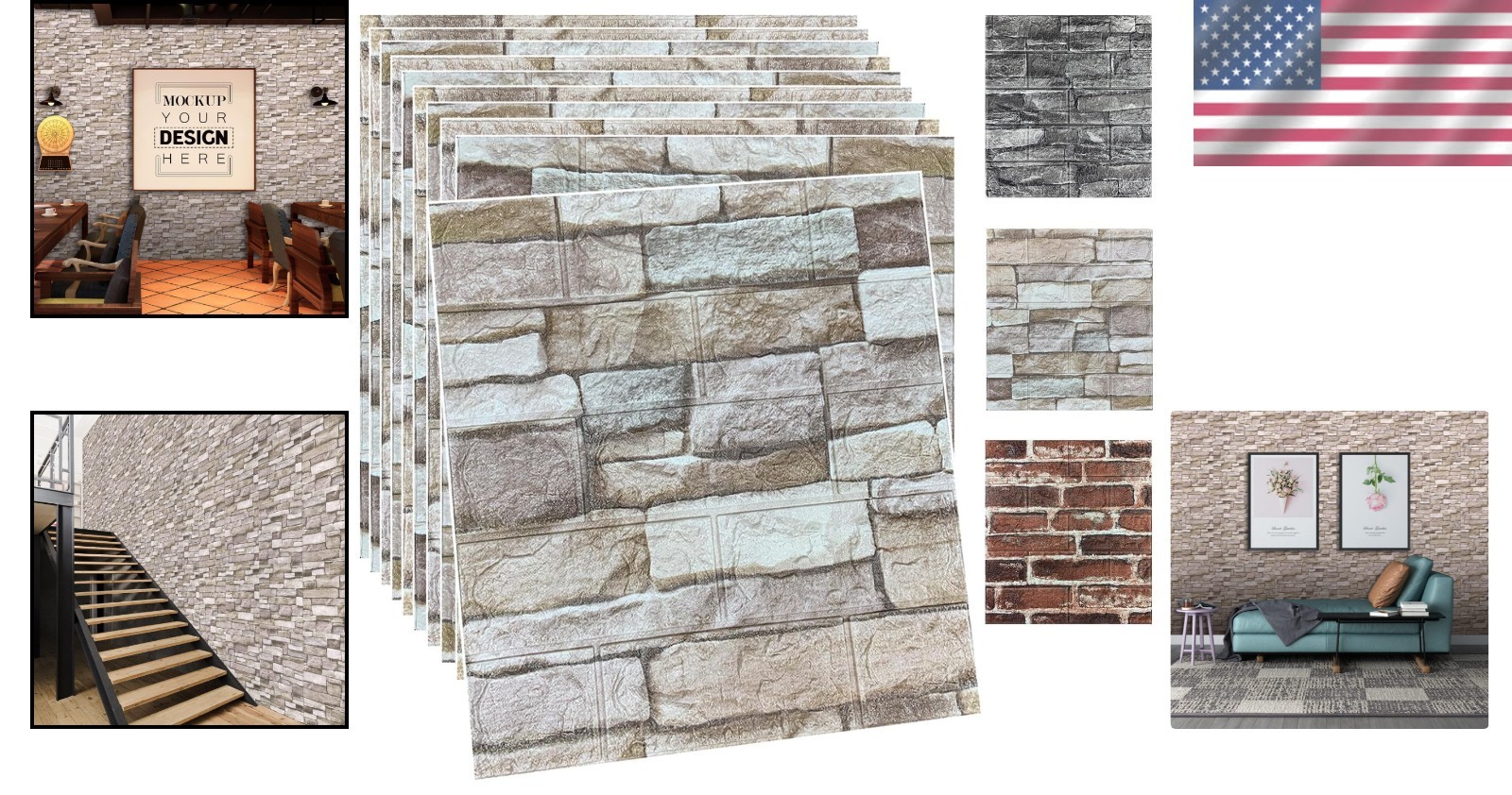 3D Brick Wall Panels Foam Peel & Stick Wallpaper, 20PCS