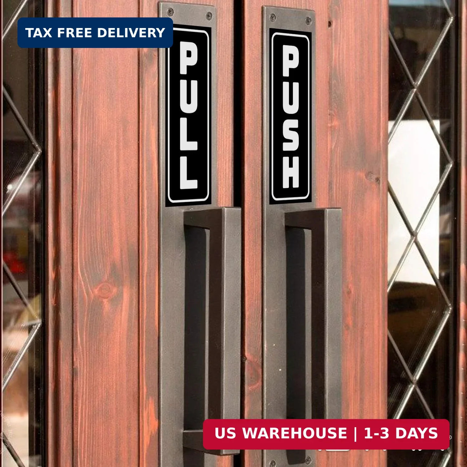 iSYFIX Push Pull Stickers Sign, 2×5 inch, Black/White, 2 Sets | Vertical Decal,
