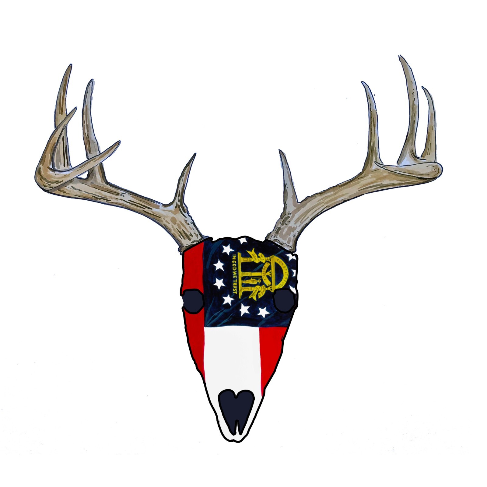Georgia Flag Deer Skull High Quality Vinyl Decal Sticker – Car Truck Tumbler