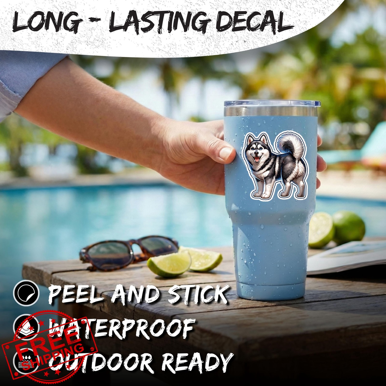 Husky Sticker 4in Siberian Husky Waterproof Vinyl Decal Laptop Water Bottle