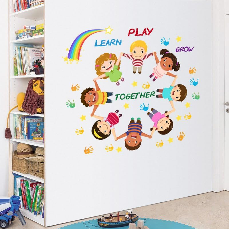 Peel and Stick Kids Wall Decals – Educational Rainbow & Diversity Stickers for N