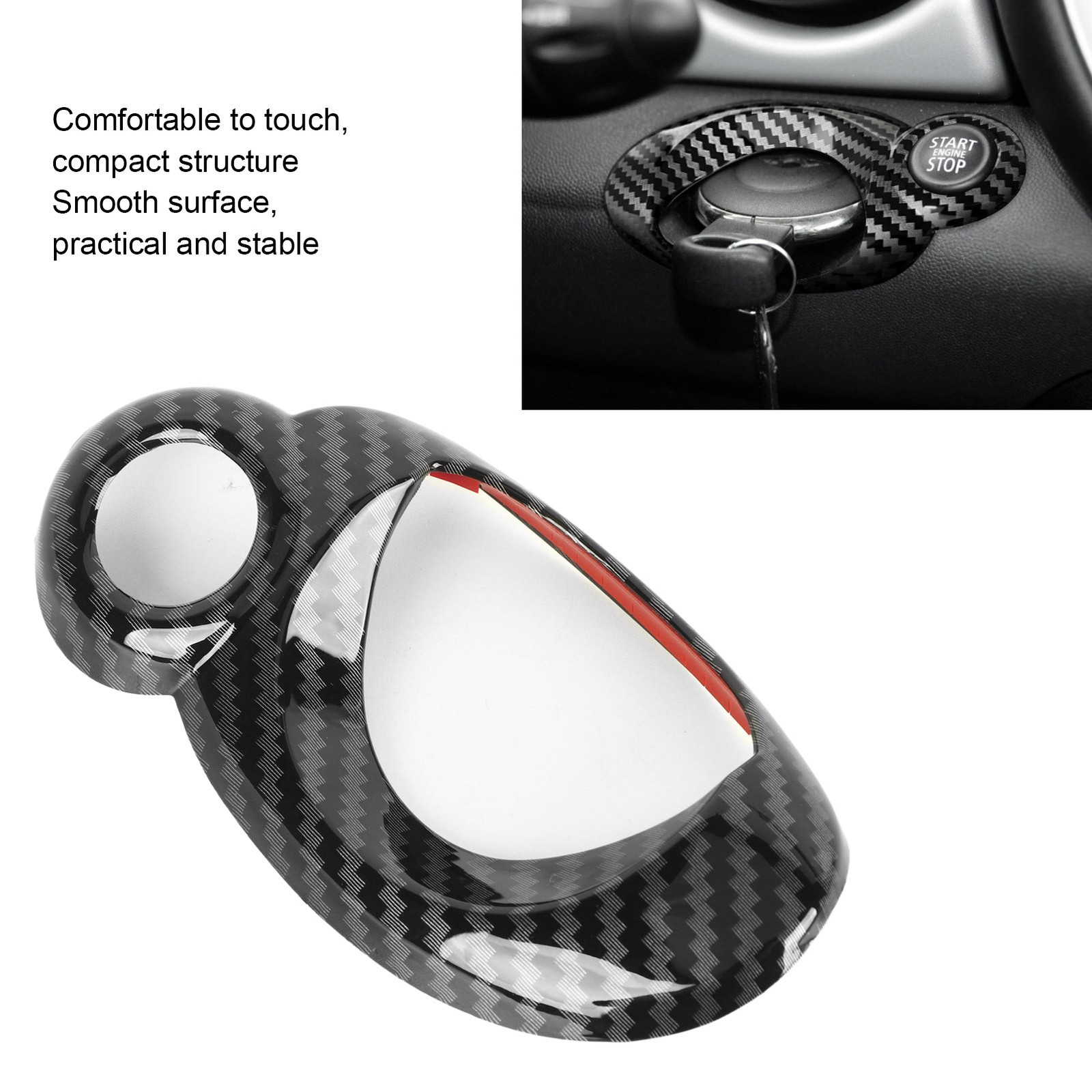 Carbon Grain Car Ignition Switch Ring Cover Protect Key Hole Trim For Coope TITB